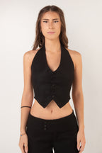Line Vest Top - Black
