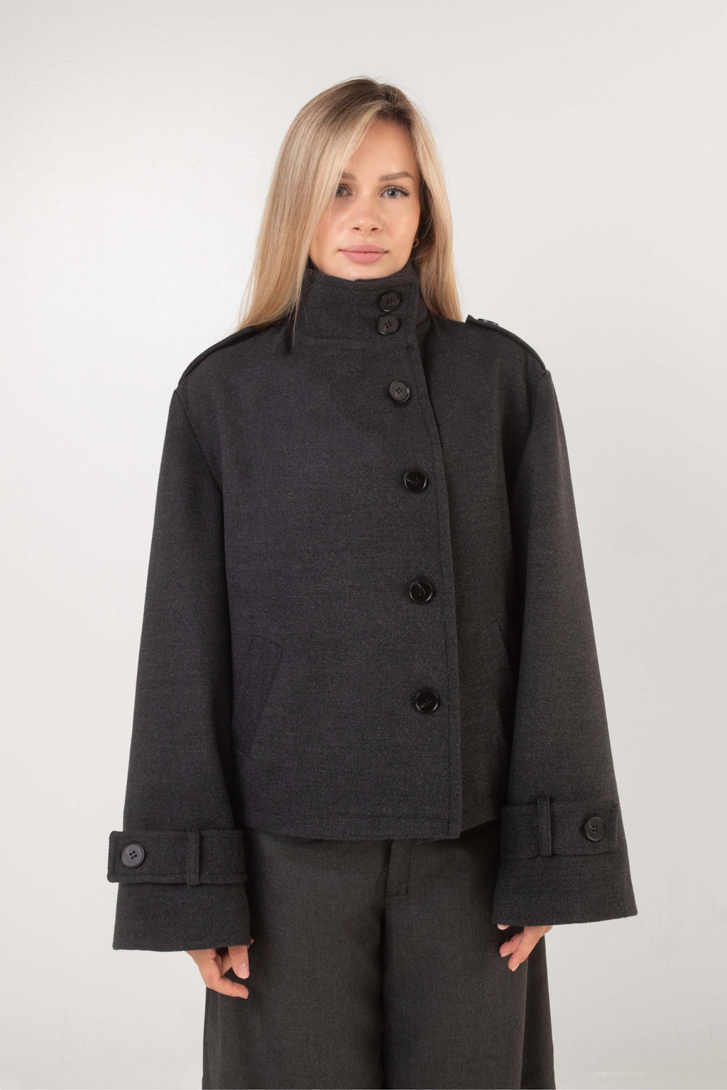 Asymmetric Coat - Gray
