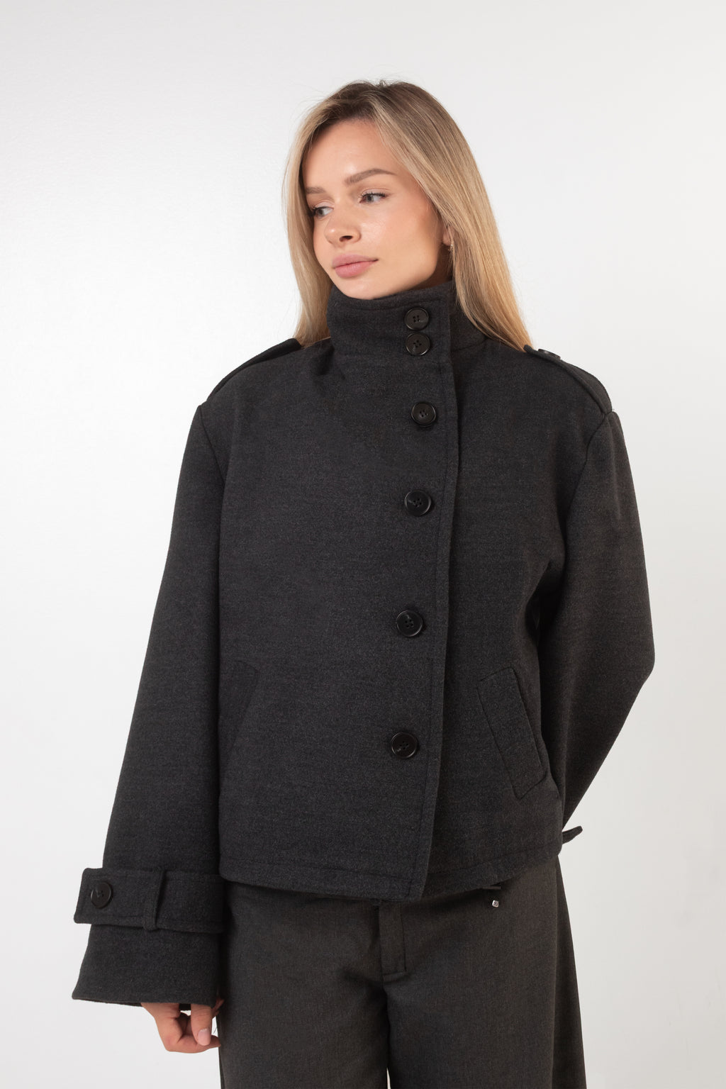 Asymmetric Coat - Gray