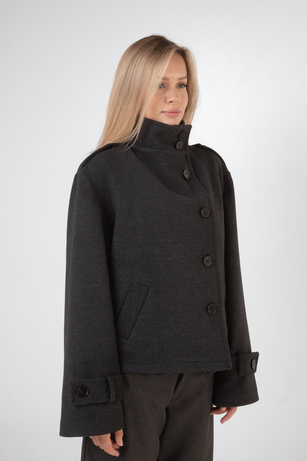 Asymmetric Coat - Gray