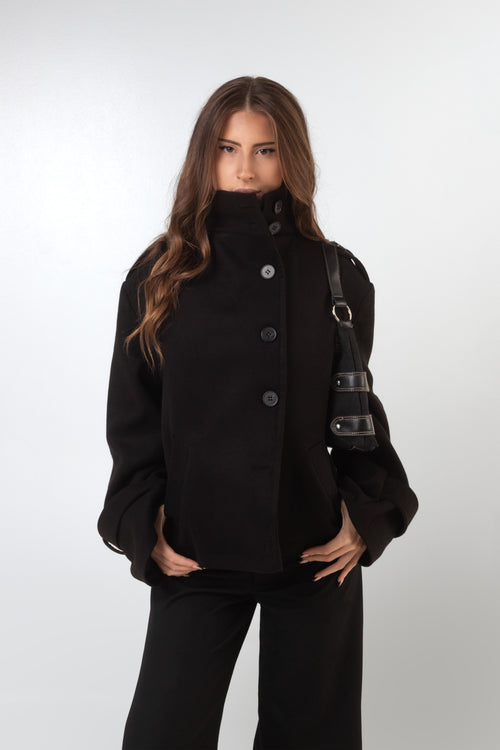 Asymmetric Coat - Black