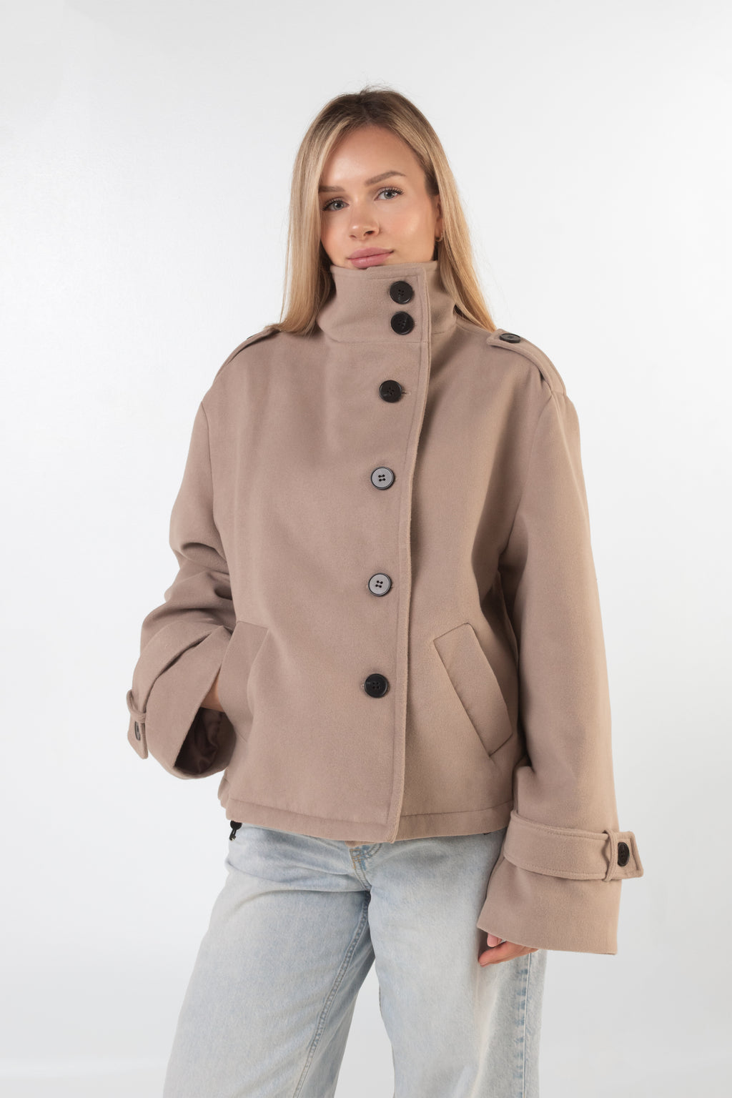 Asymmetric Coat - Beige
