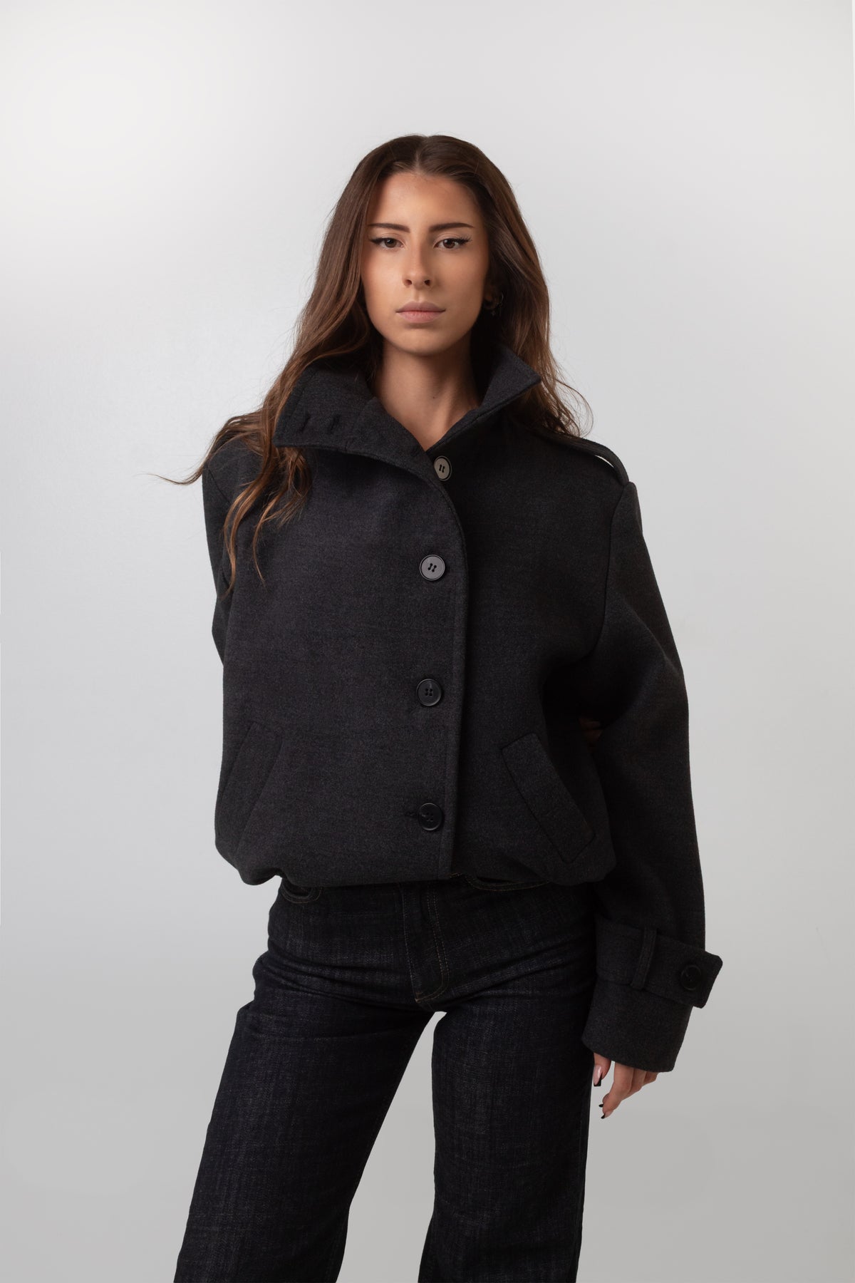 Asymmetric Coat - Gray